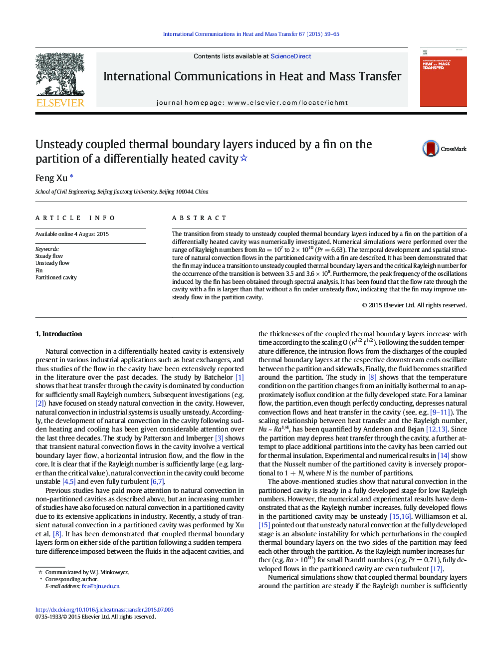 Unsteady coupled thermal boundary layers induced by a fin on the partition of a differentially heated cavity