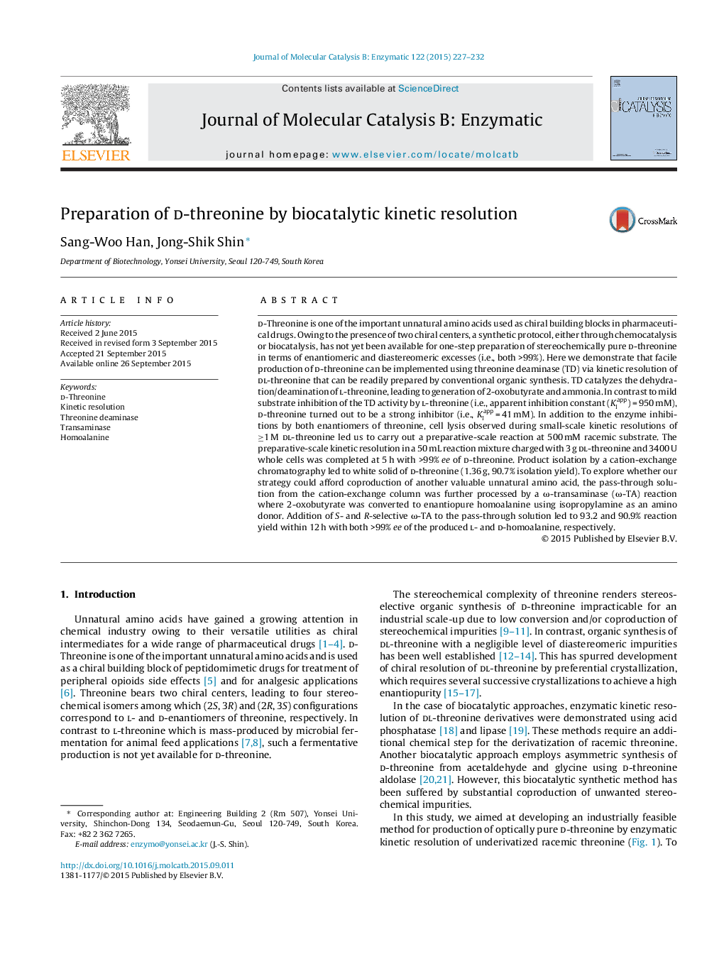 Preparation of d-threonine by biocatalytic kinetic resolution