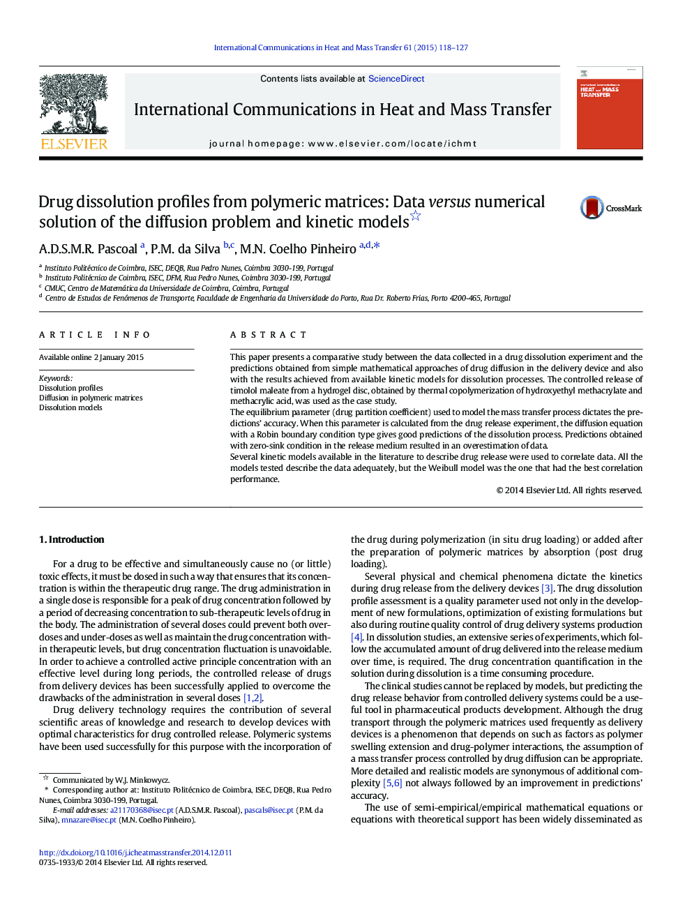 Drug dissolution profiles from polymeric matrices: Data versus numerical solution of the diffusion problem and kinetic models