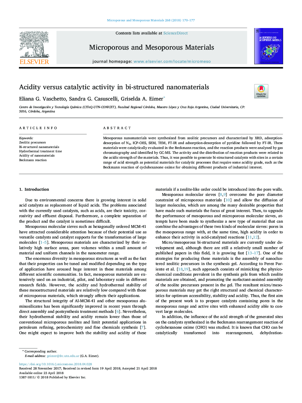 Acidity versus catalytic activity in bi-structured nanomaterials