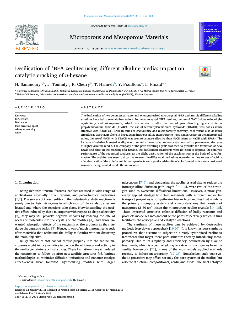 Desilication of *BEA zeolites using different alkaline media: Impact on catalytic cracking of n-hexane