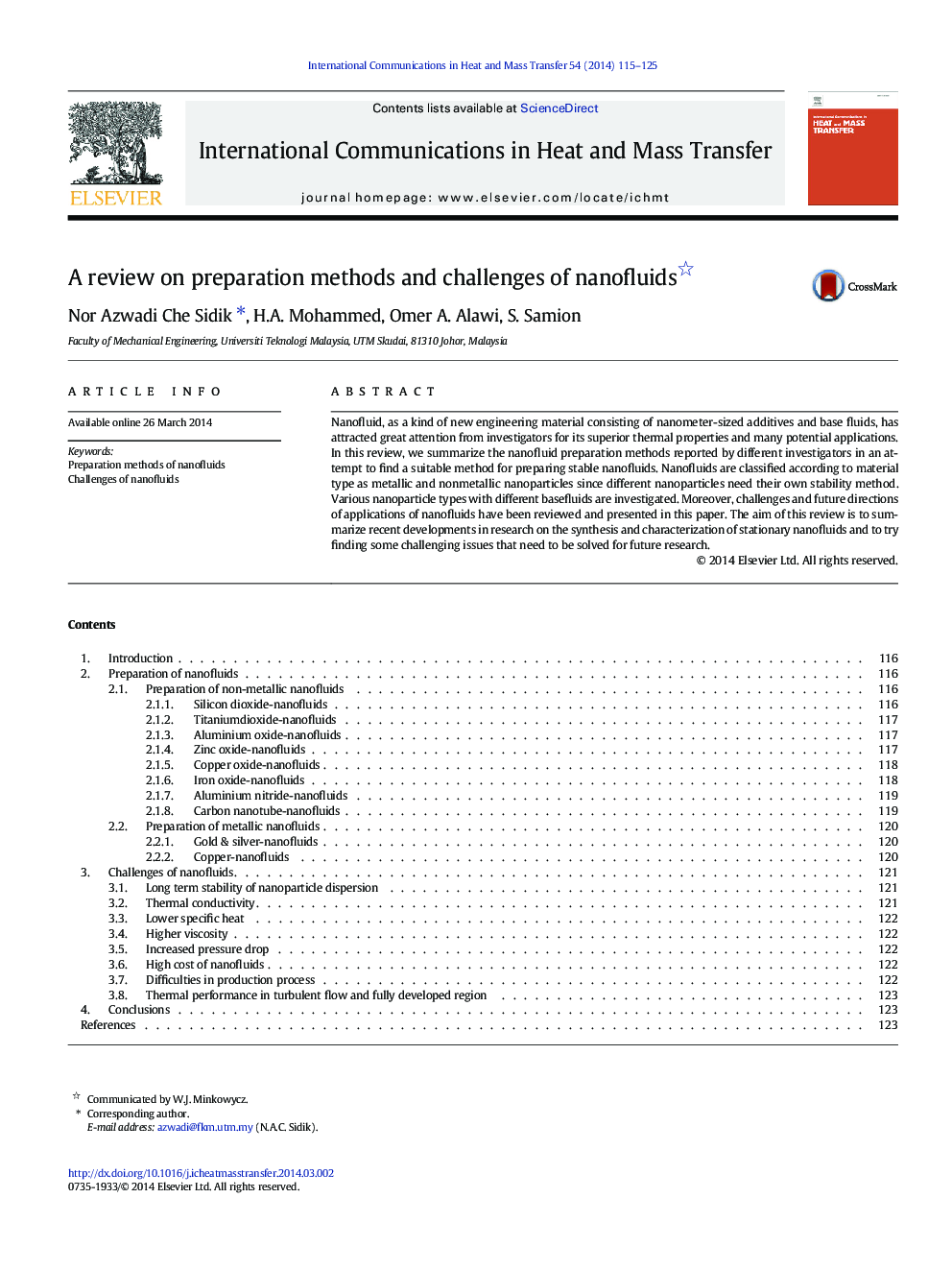 A review on preparation methods and challenges of nanofluids 