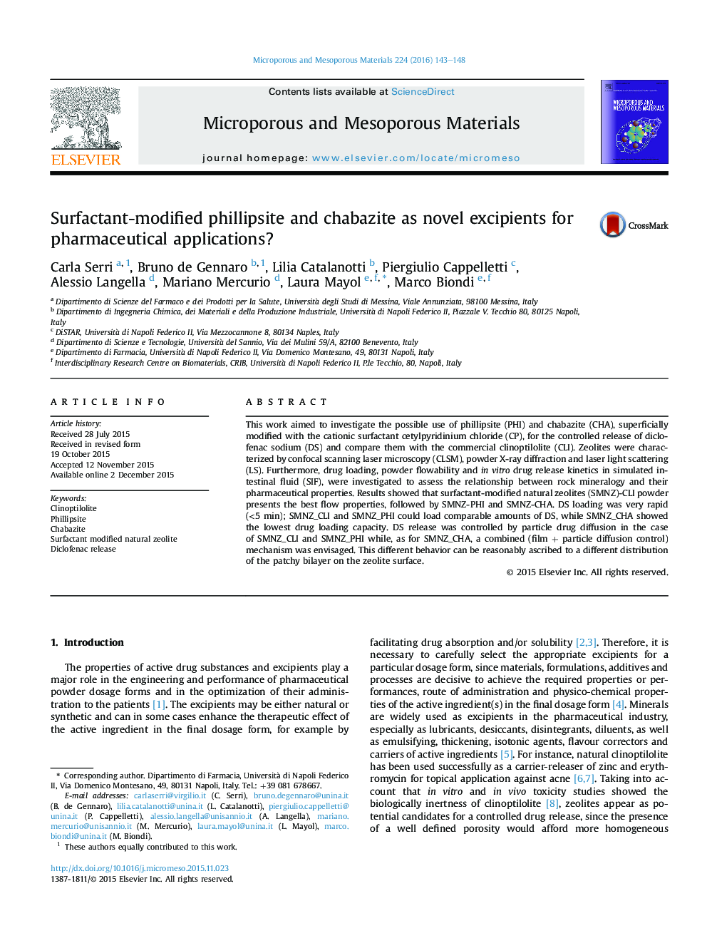 Surfactant-modified phillipsite and chabazite as novel excipients for pharmaceutical applications?