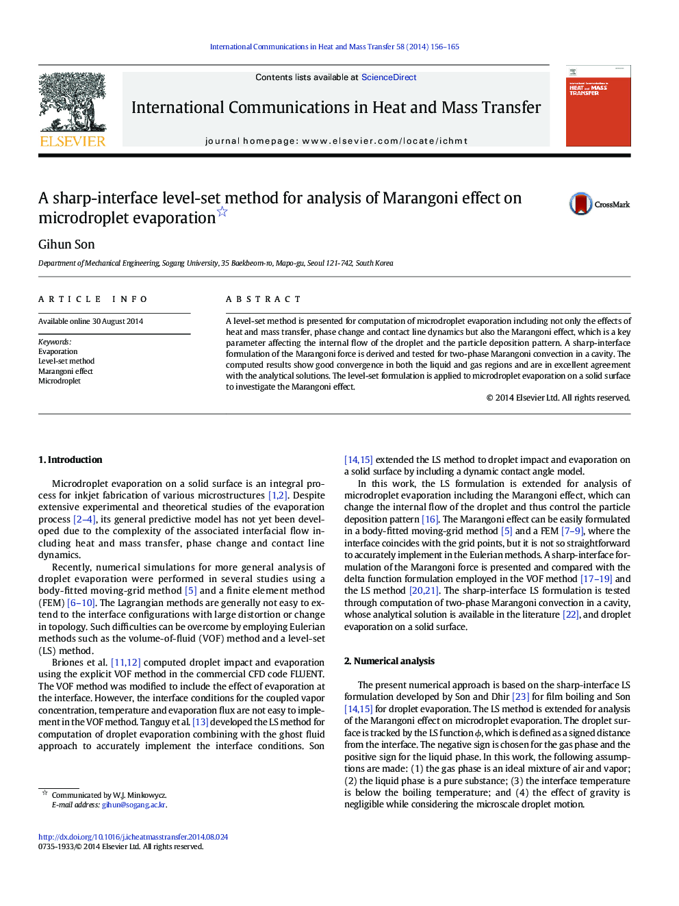 A sharp-interface level-set method for analysis of Marangoni effect on microdroplet evaporation 