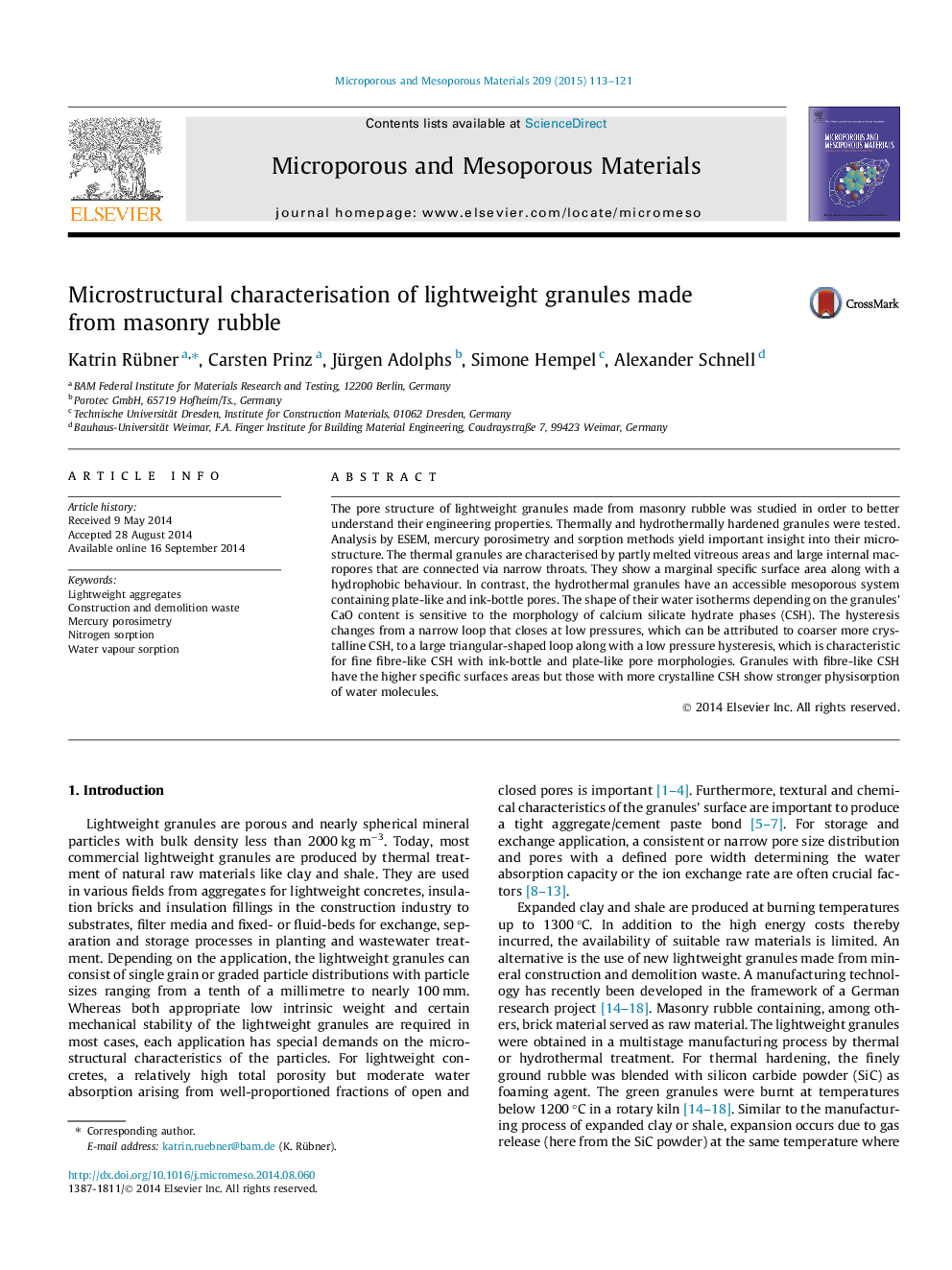 Microstructural characterisation of lightweight granules made from masonry rubble