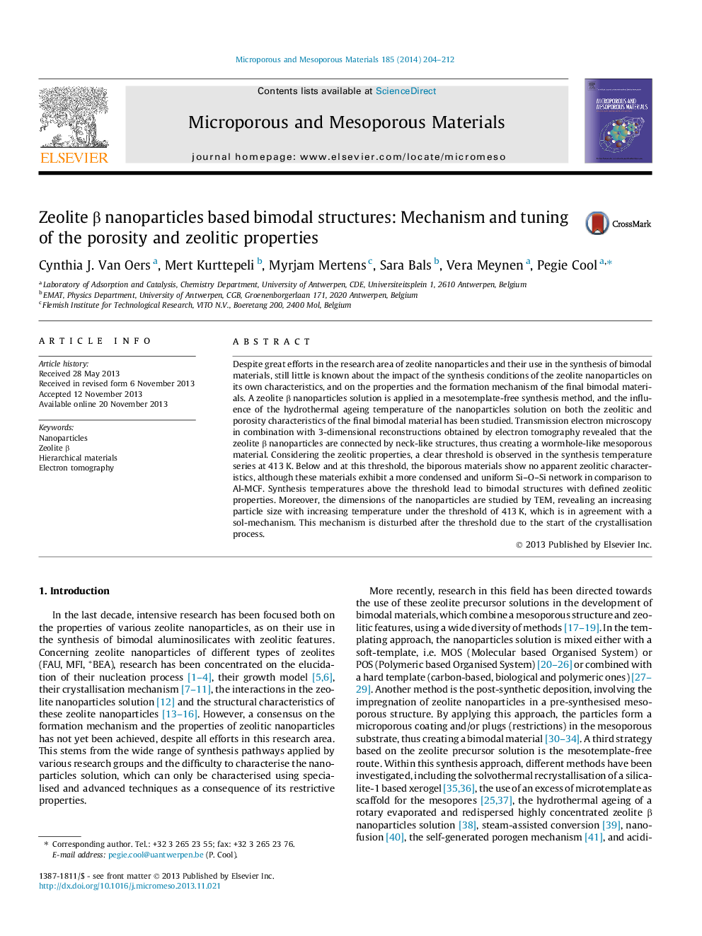 Zeolite Î² nanoparticles based bimodal structures: Mechanism and tuning of the porosity and zeolitic properties