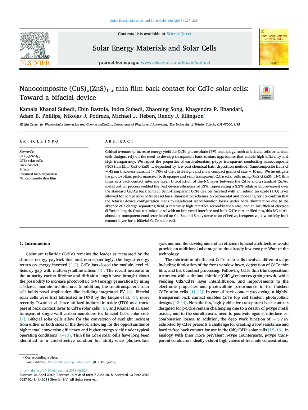 Nanocomposite (CuS)x(ZnS)1-x thin film back contact for CdTe solar cells: Toward a bifacial device