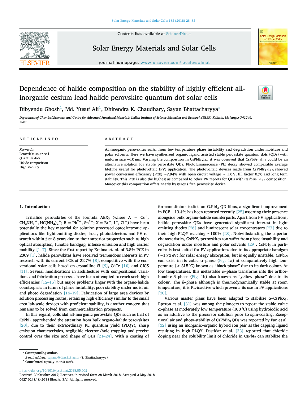 Dependence of halide composition on the stability of highly efficient all-inorganic cesium lead halide perovskite quantum dot solar cells