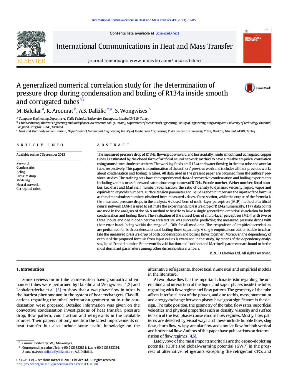 A generalized numerical correlation study for the determination of pressure drop during condensation and boiling of R134a inside smooth and corrugated tubes