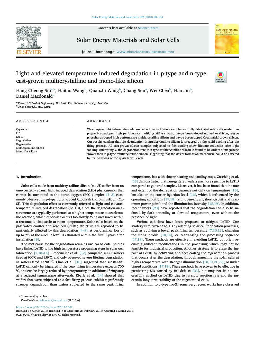 Light and elevated temperature induced degradation in p-type and n-type cast-grown multicrystalline and mono-like silicon