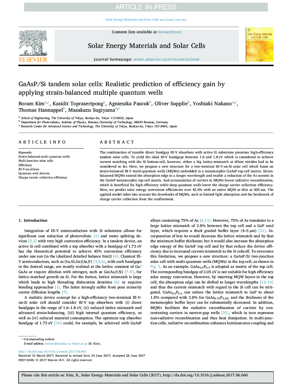 GaAsP/Si tandem solar cells: Realistic prediction of efficiency gain by applying strain-balanced multiple quantum wells