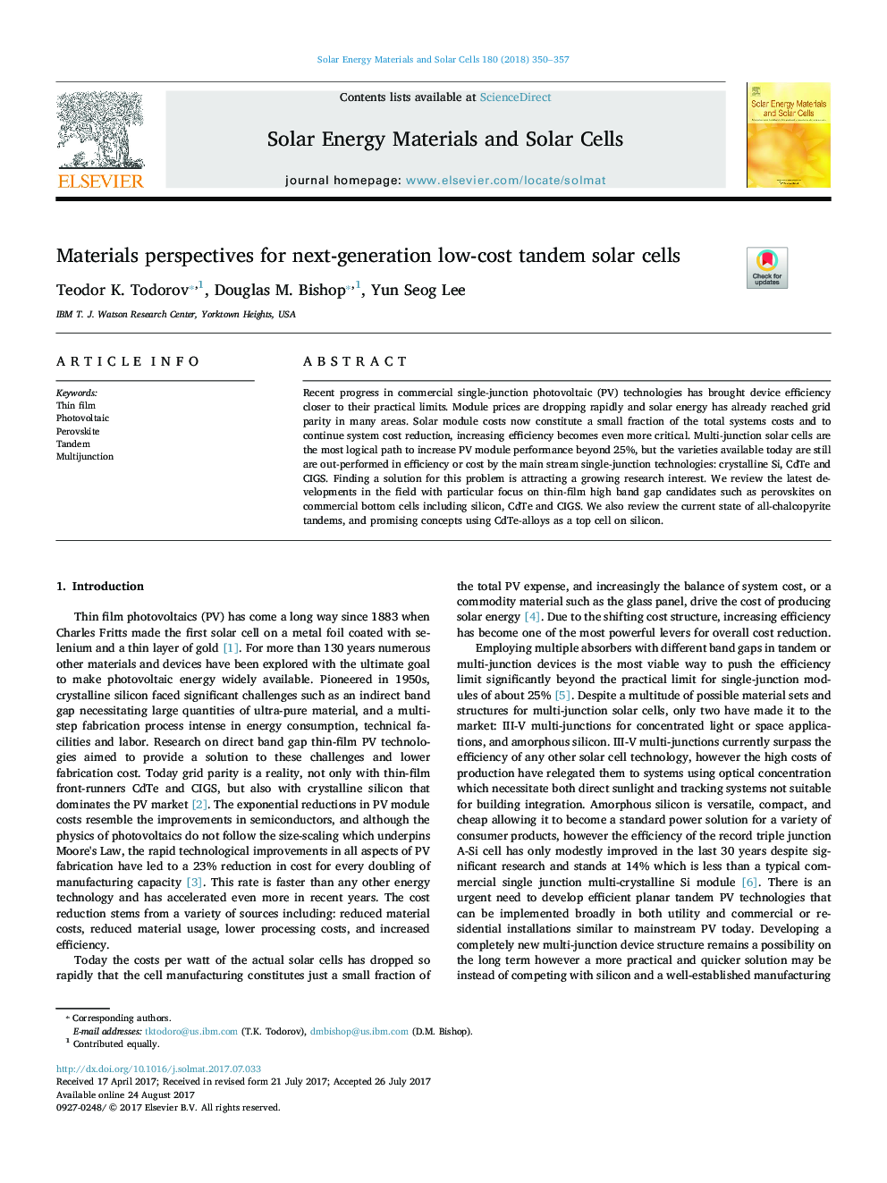 Materials perspectives for next-generation low-cost tandem solar cells