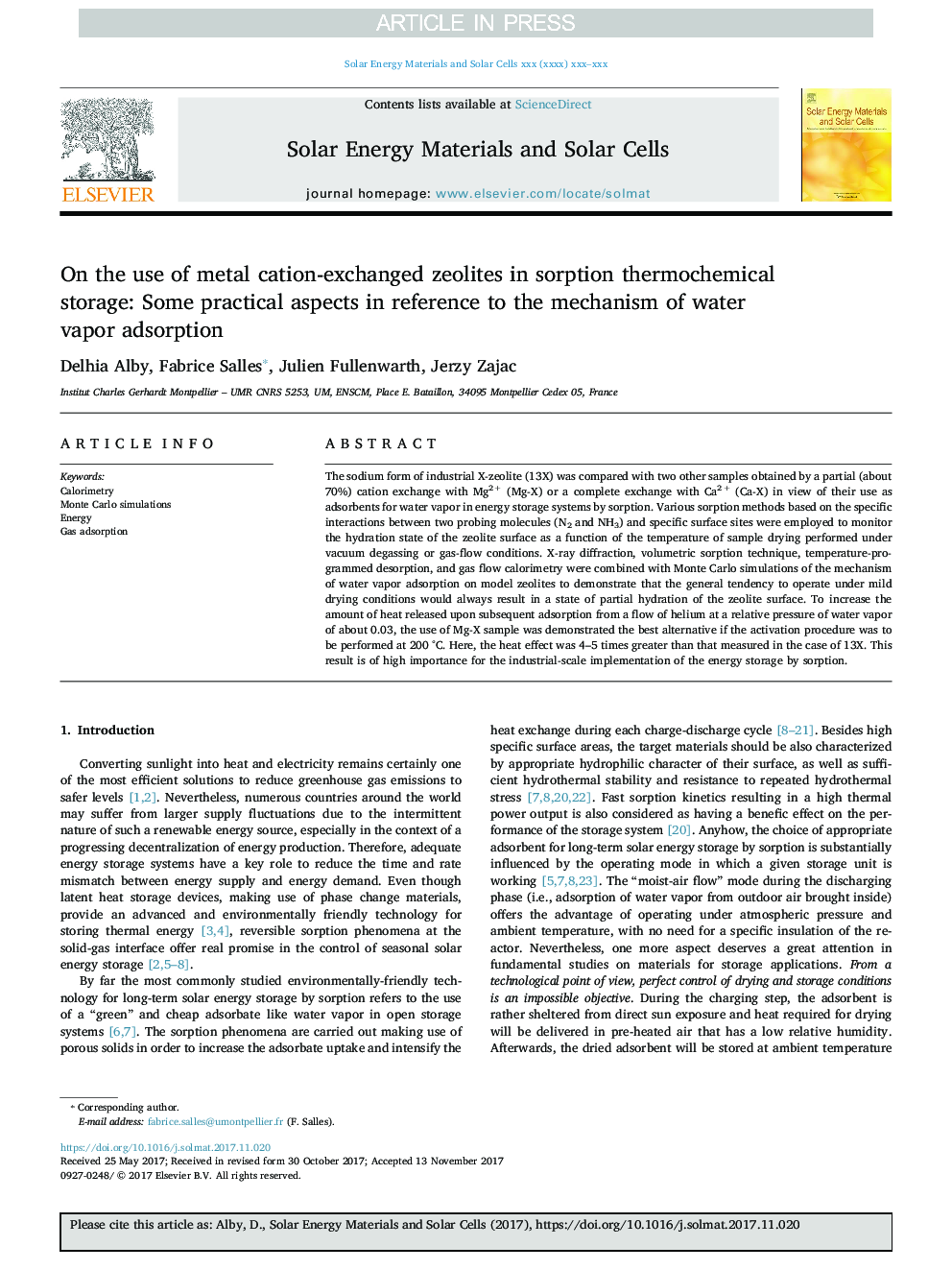 On the use of metal cation-exchanged zeolites in sorption thermochemical storage: Some practical aspects in reference to the mechanism of water vapor adsorption