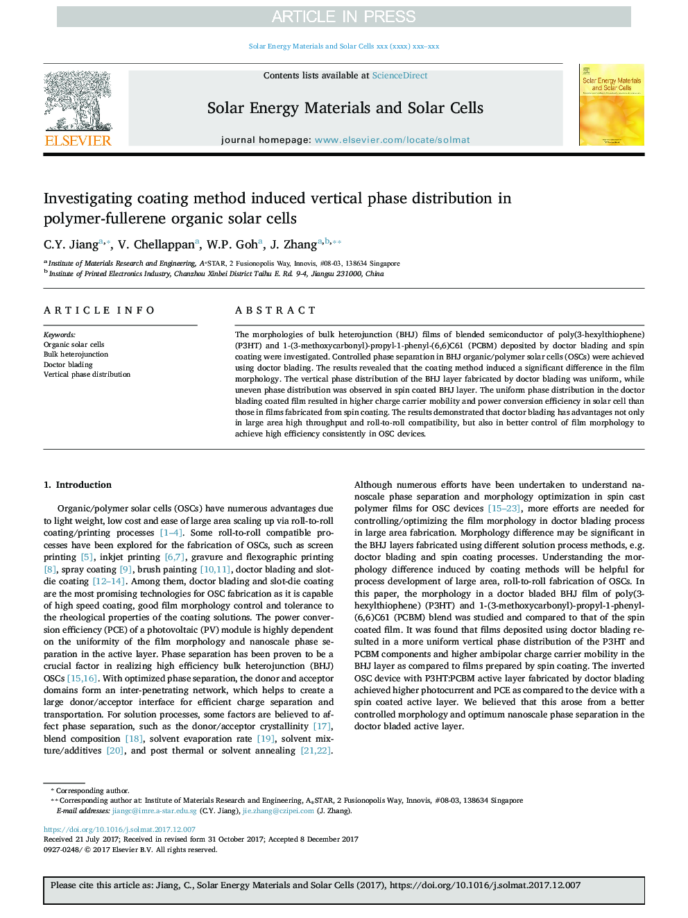 Investigating coating method induced vertical phase distribution in polymer-fullerene organic solar cells