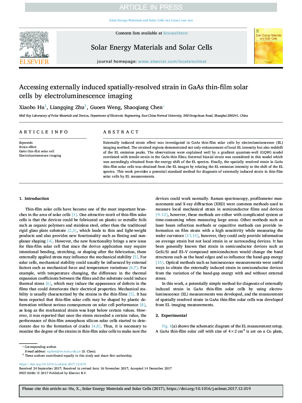 Accessing externally induced spatially-resolved strain in GaAs thin-film solar cells by electroluminescence imaging