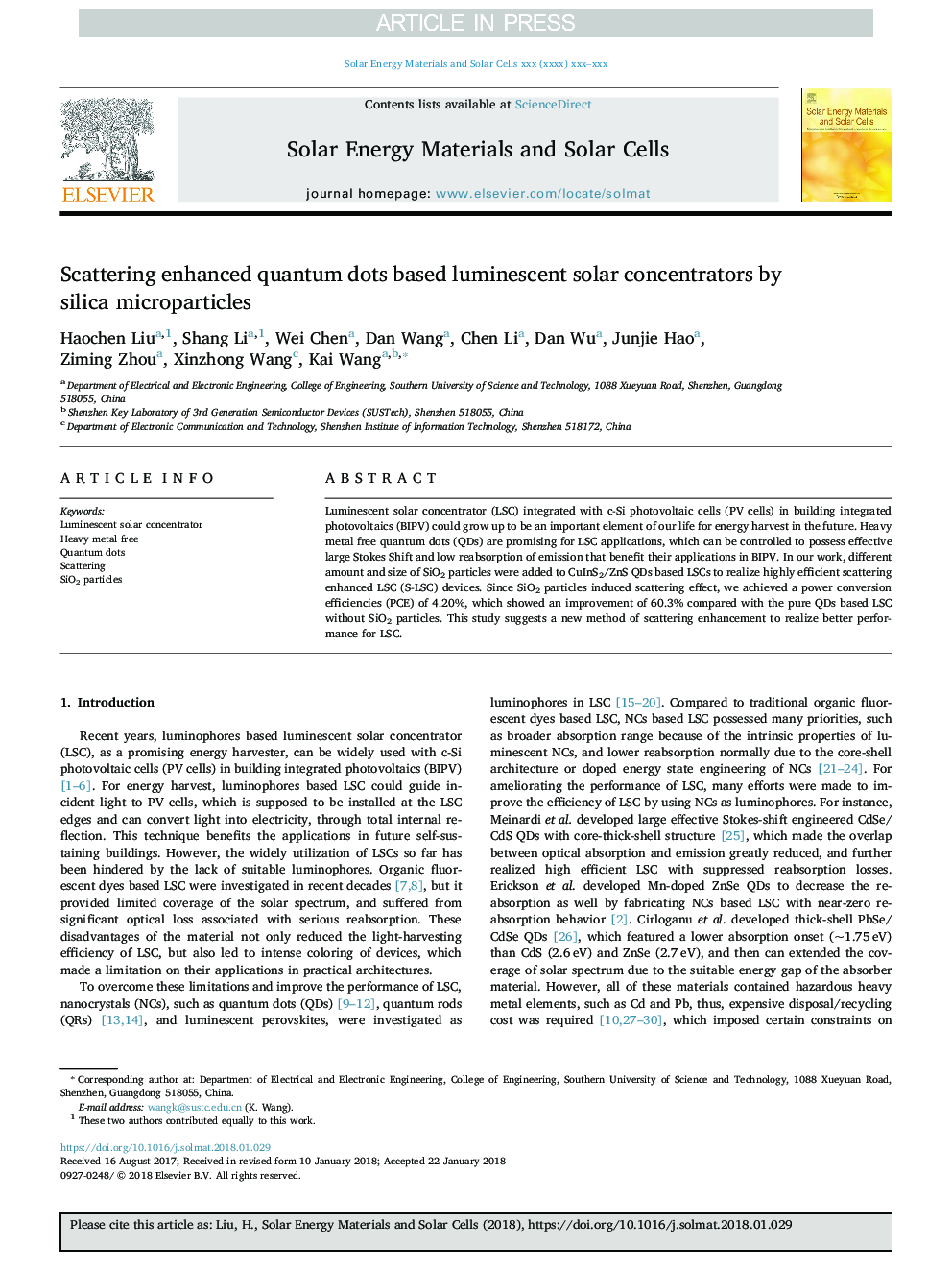 Scattering enhanced quantum dots based luminescent solar concentrators by silica microparticles