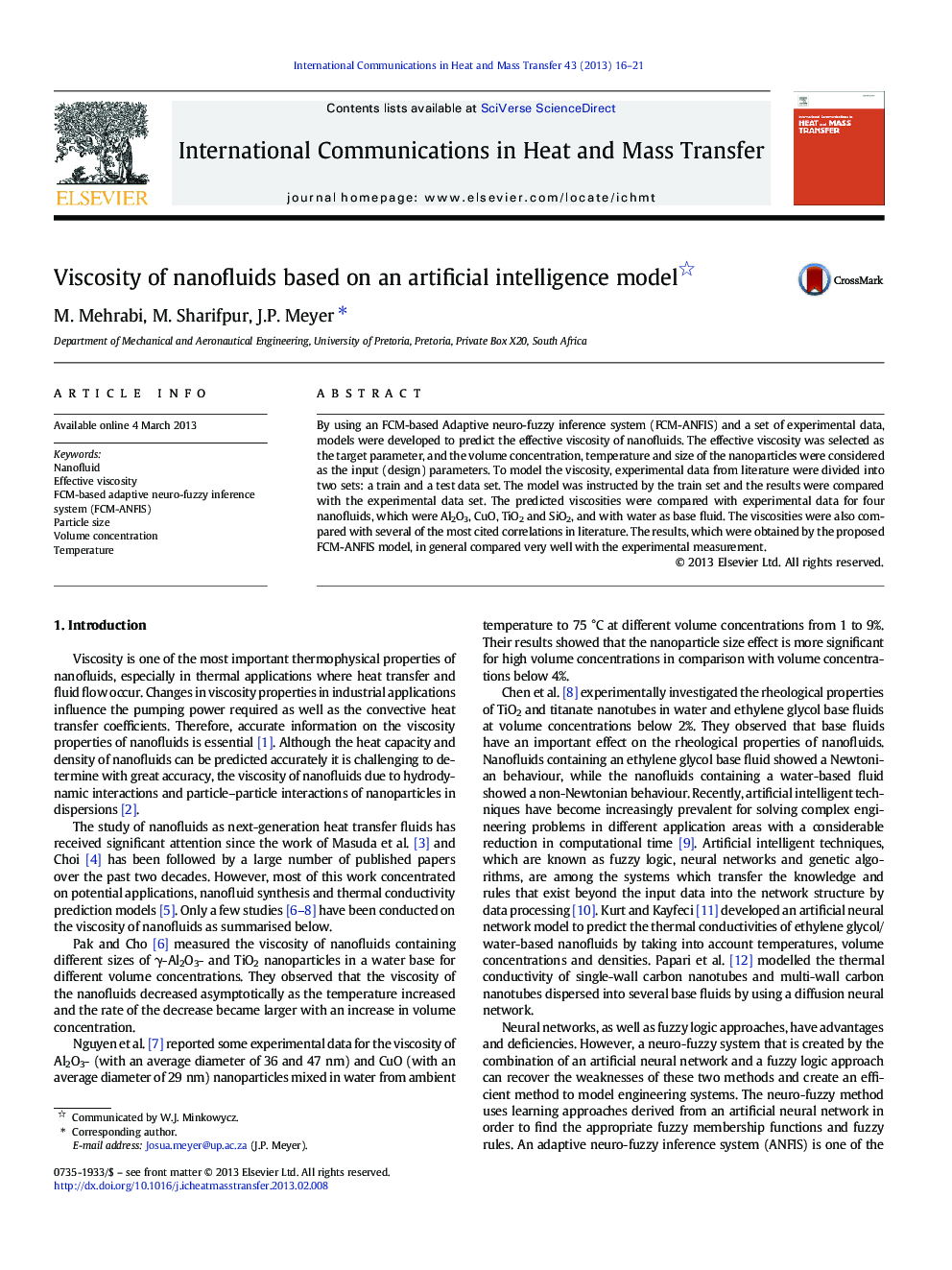 Viscosity of nanofluids based on an artificial intelligence model