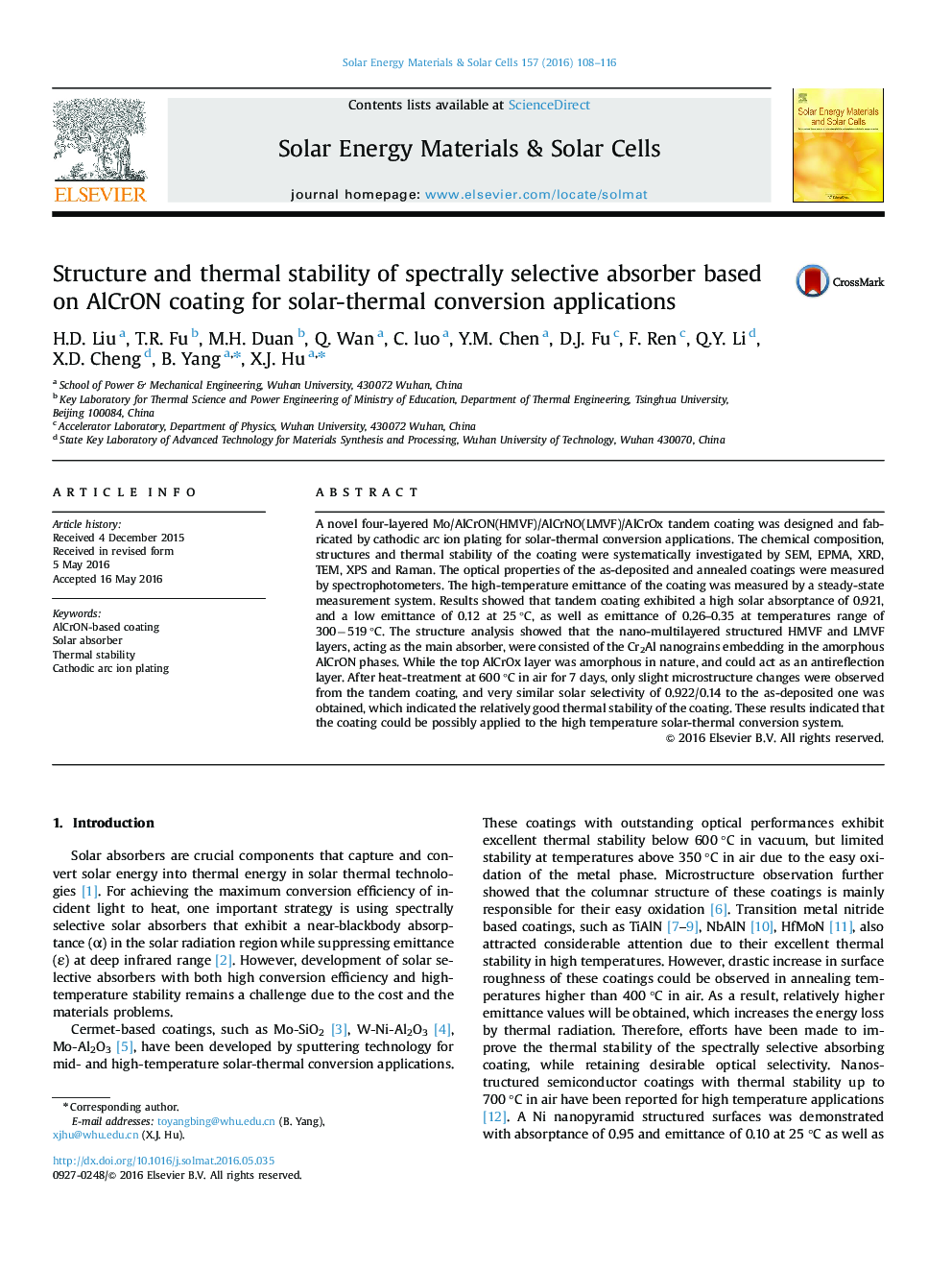 Structure and thermal stability of spectrally selective absorber based on AlCrON coating for solar-thermal conversion applications