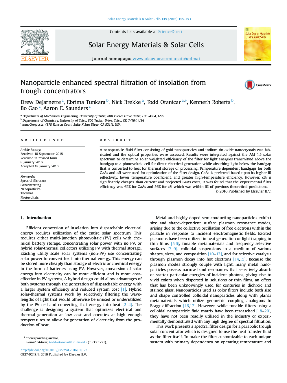 Nanoparticle enhanced spectral filtration of insolation from trough concentrators