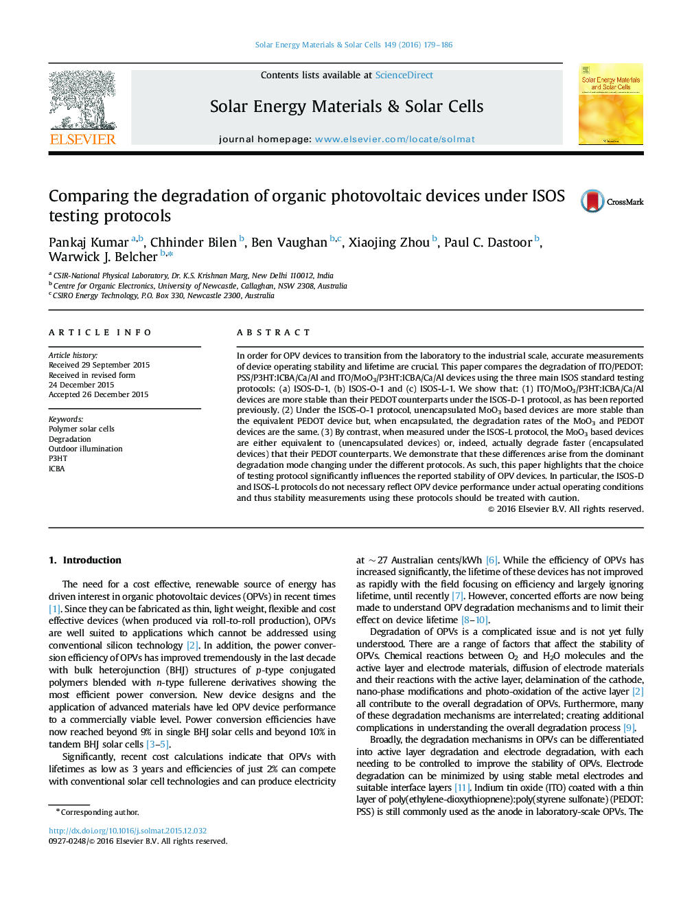 Comparing the degradation of organic photovoltaic devices under ISOS testing protocols