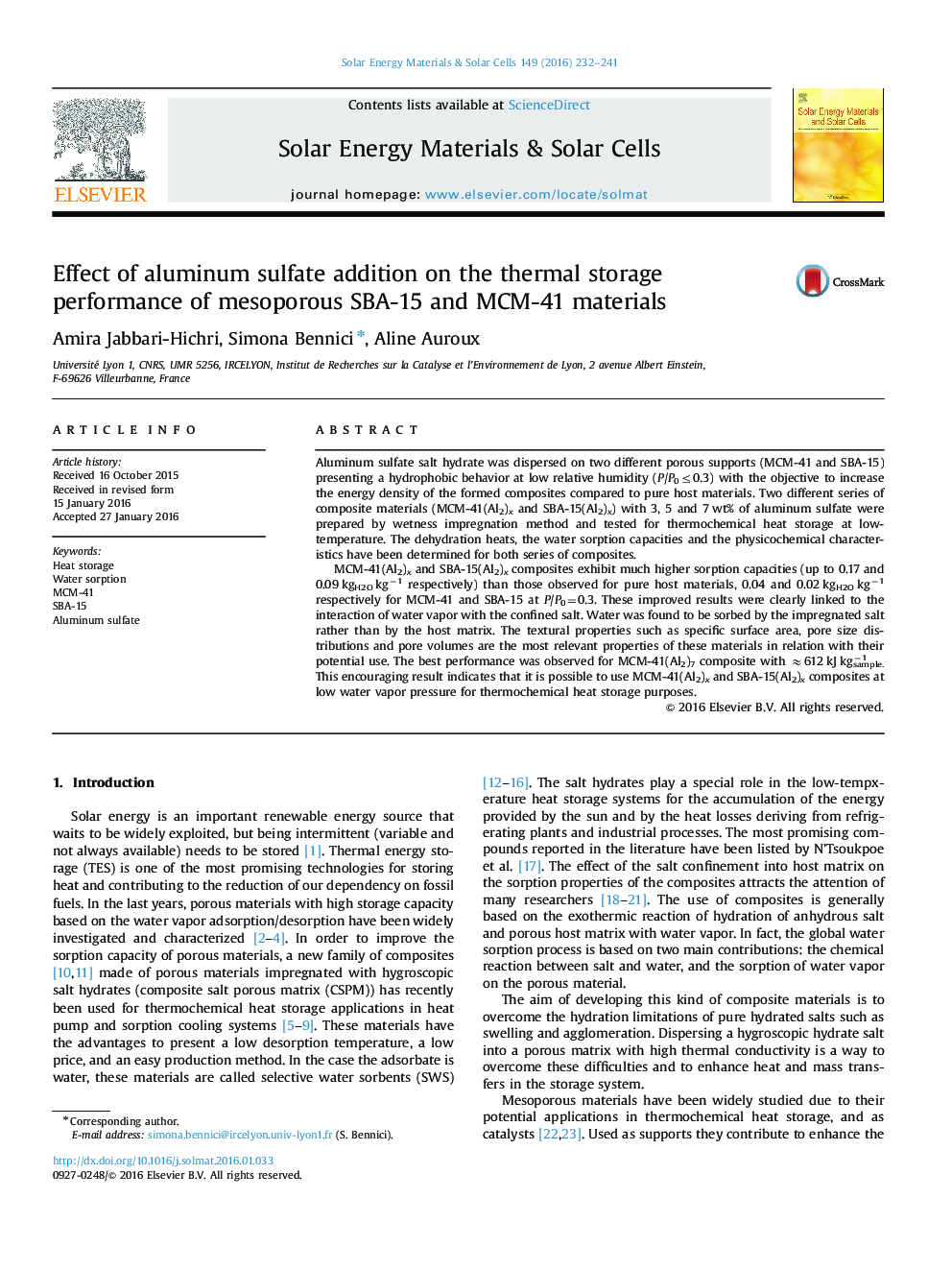 Effect of aluminum sulfate addition on the thermal storage performance of mesoporous SBA-15 and MCM-41 materials