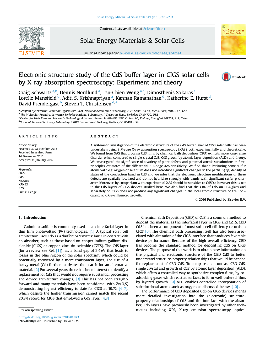 Electronic structure study of the CdS buffer layer in CIGS solar cells by X-ray absorption spectroscopy: Experiment and theory