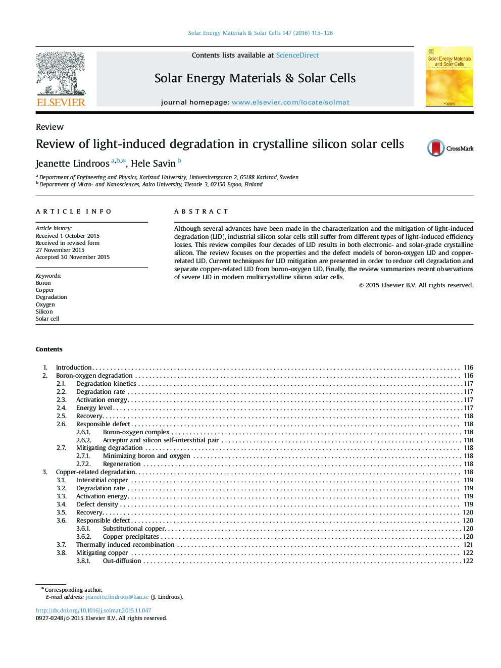 Review of light-induced degradation in crystalline silicon solar cells