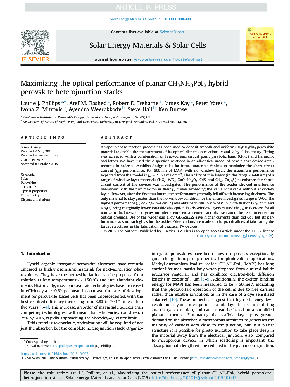Maximizing the optical performance of planar CH3NH3PbI3 hybrid perovskite heterojunction stacks