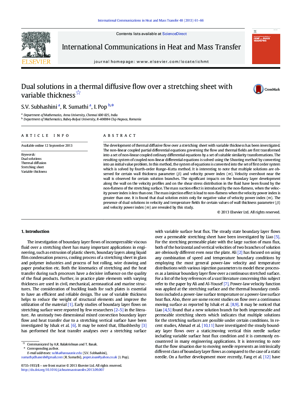 Dual solutions in a thermal diffusive flow over a stretching sheet with variable thickness 