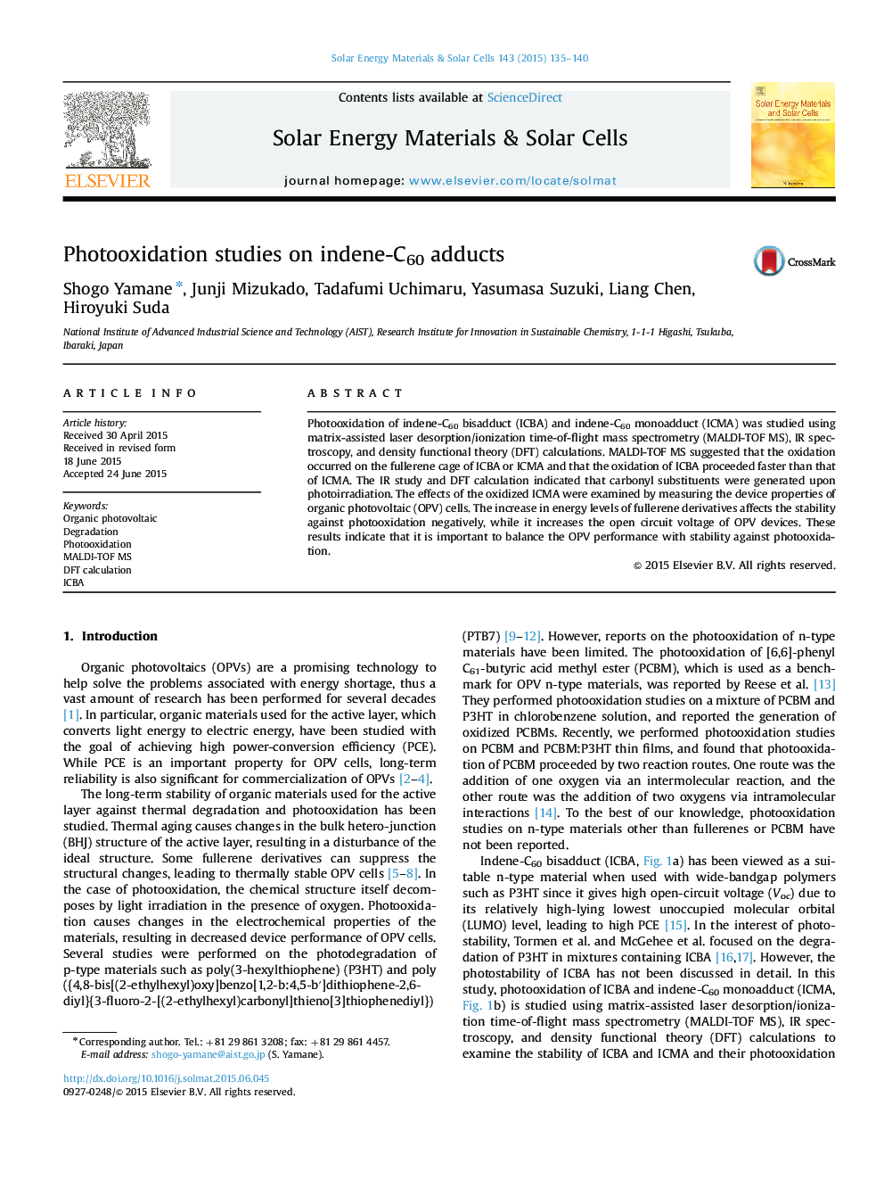 Photooxidation studies on indene-C60 adducts