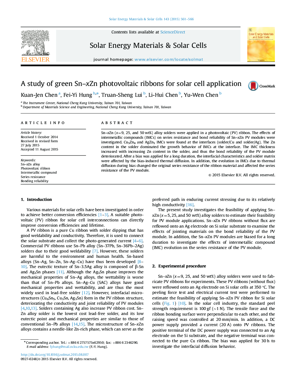 A study of green Sn-xZn photovoltaic ribbons for solar cell application