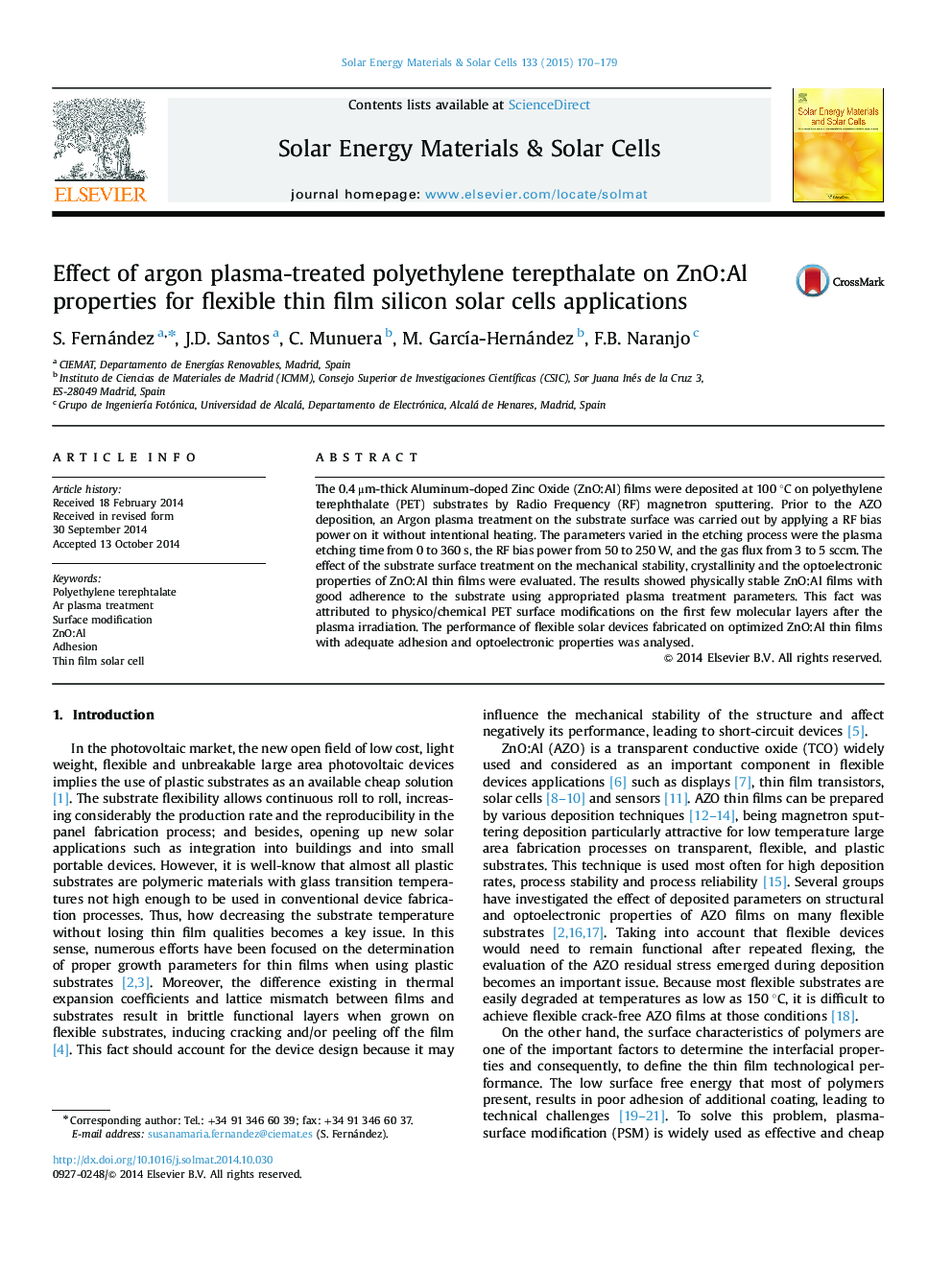 Effect of argon plasma-treated polyethylene terepthalate on ZnO:Al properties for flexible thin film silicon solar cells applications