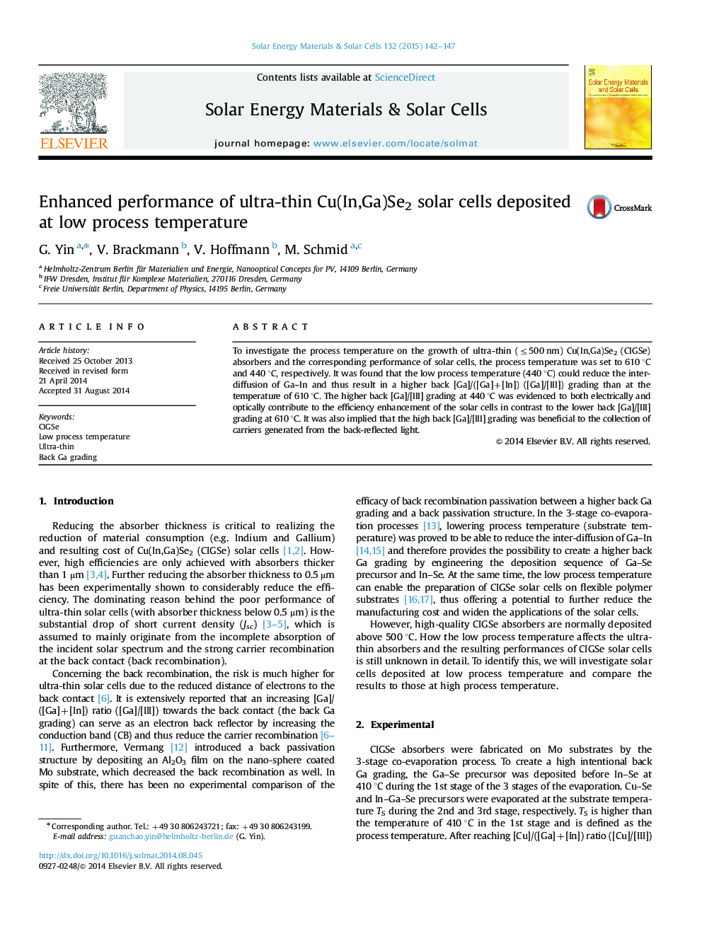 Enhanced performance of ultra-thin Cu(In,Ga)Se2 solar cells deposited at low process temperature