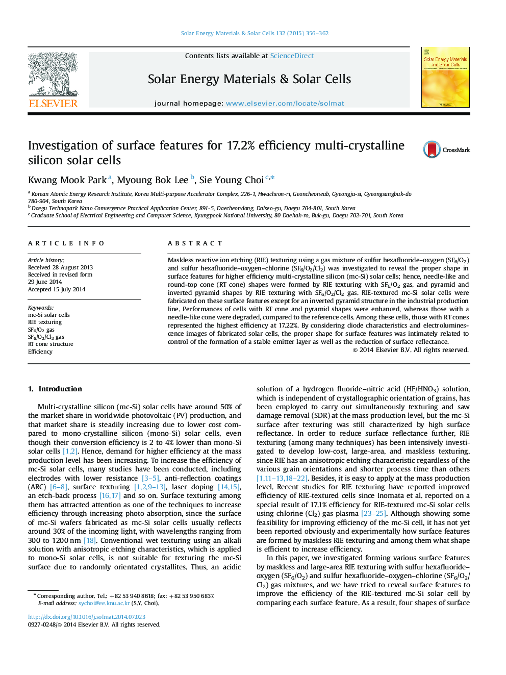 Investigation of surface features for 17.2% efficiency multi-crystalline silicon solar cells