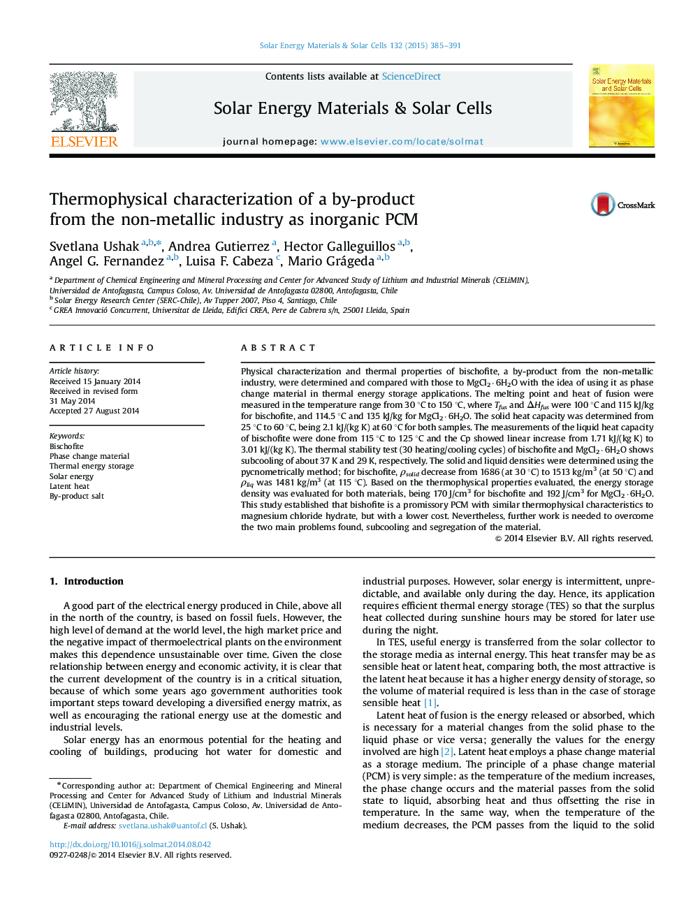 Thermophysical characterization of a by-product from the non-metallic industry as inorganic PCM