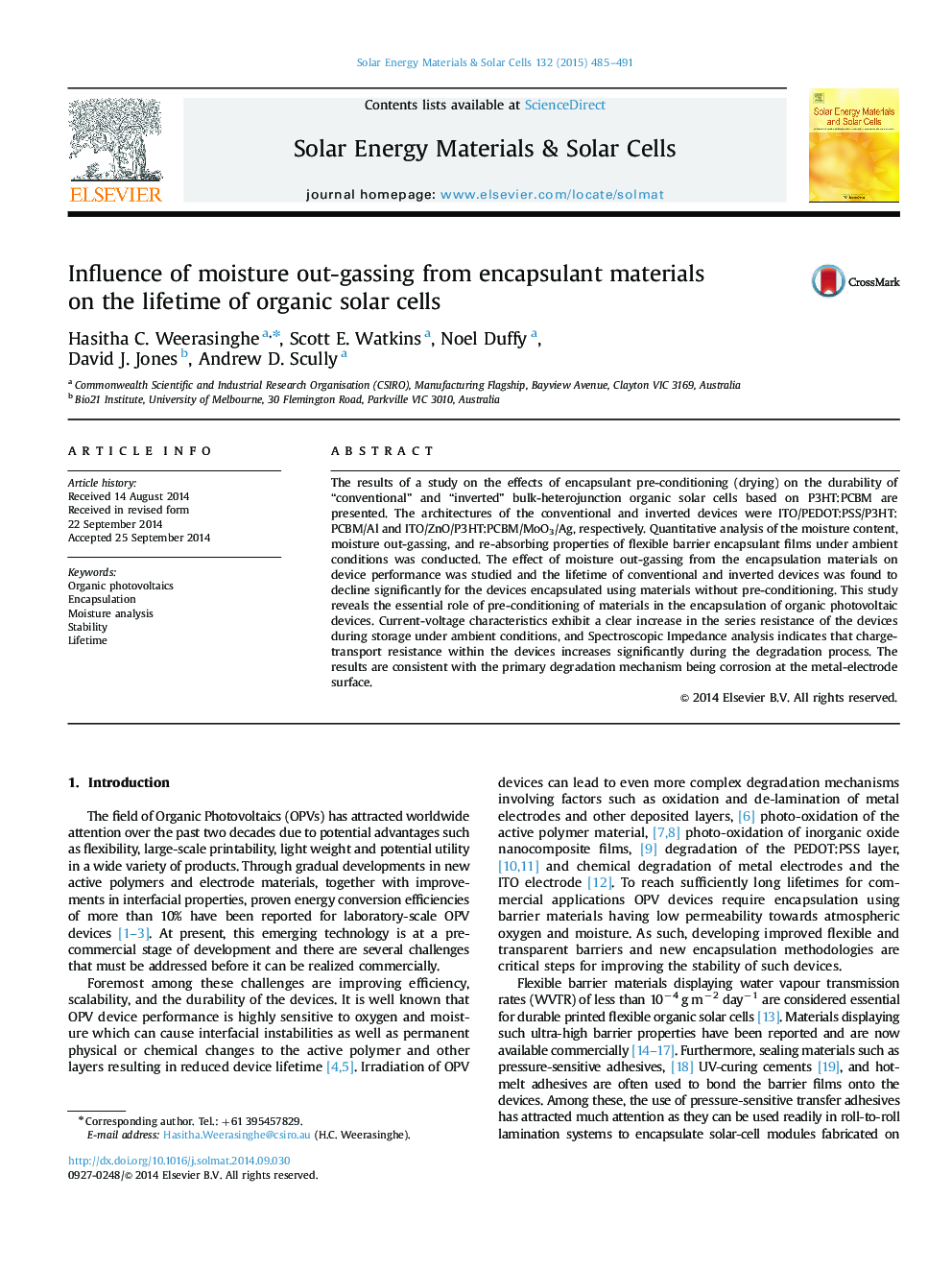 Influence of moisture out-gassing from encapsulant materials on the lifetime of organic solar cells