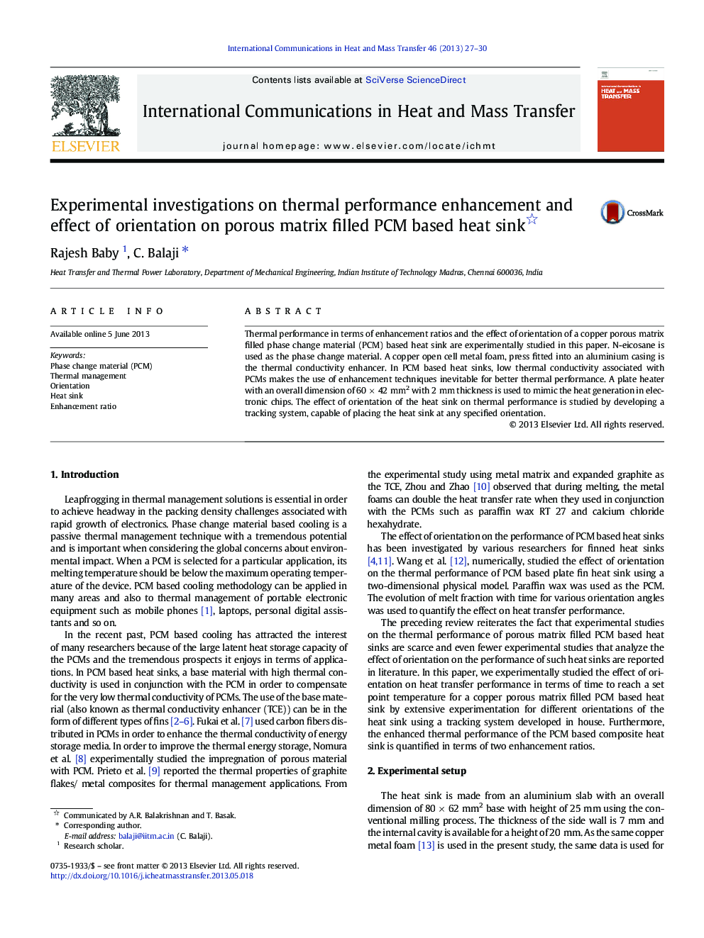 Experimental investigations on thermal performance enhancement and effect of orientation on porous matrix filled PCM based heat sink 