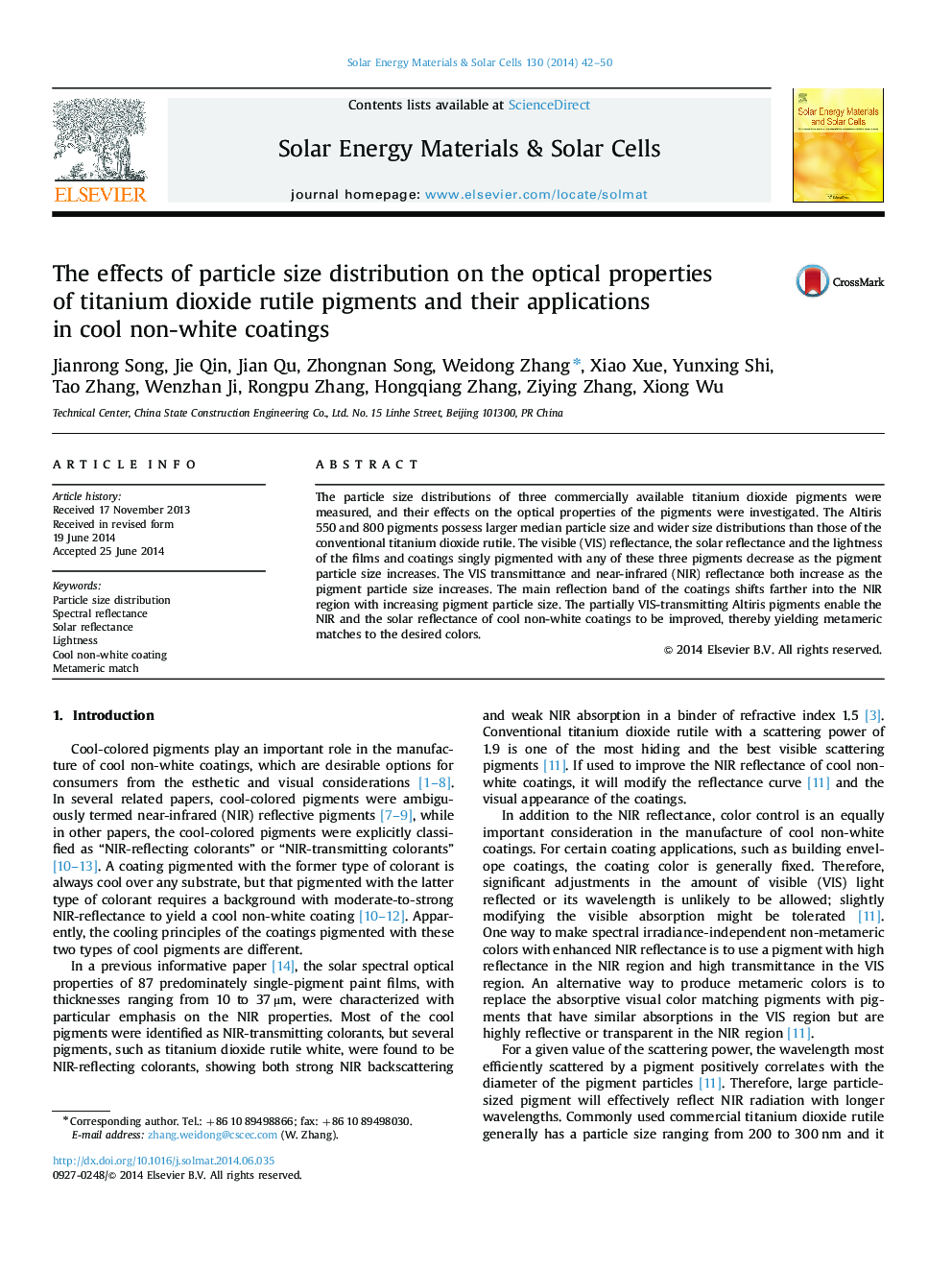 The effects of particle size distribution on the optical properties of titanium dioxide rutile pigments and their applications in cool non-white coatings