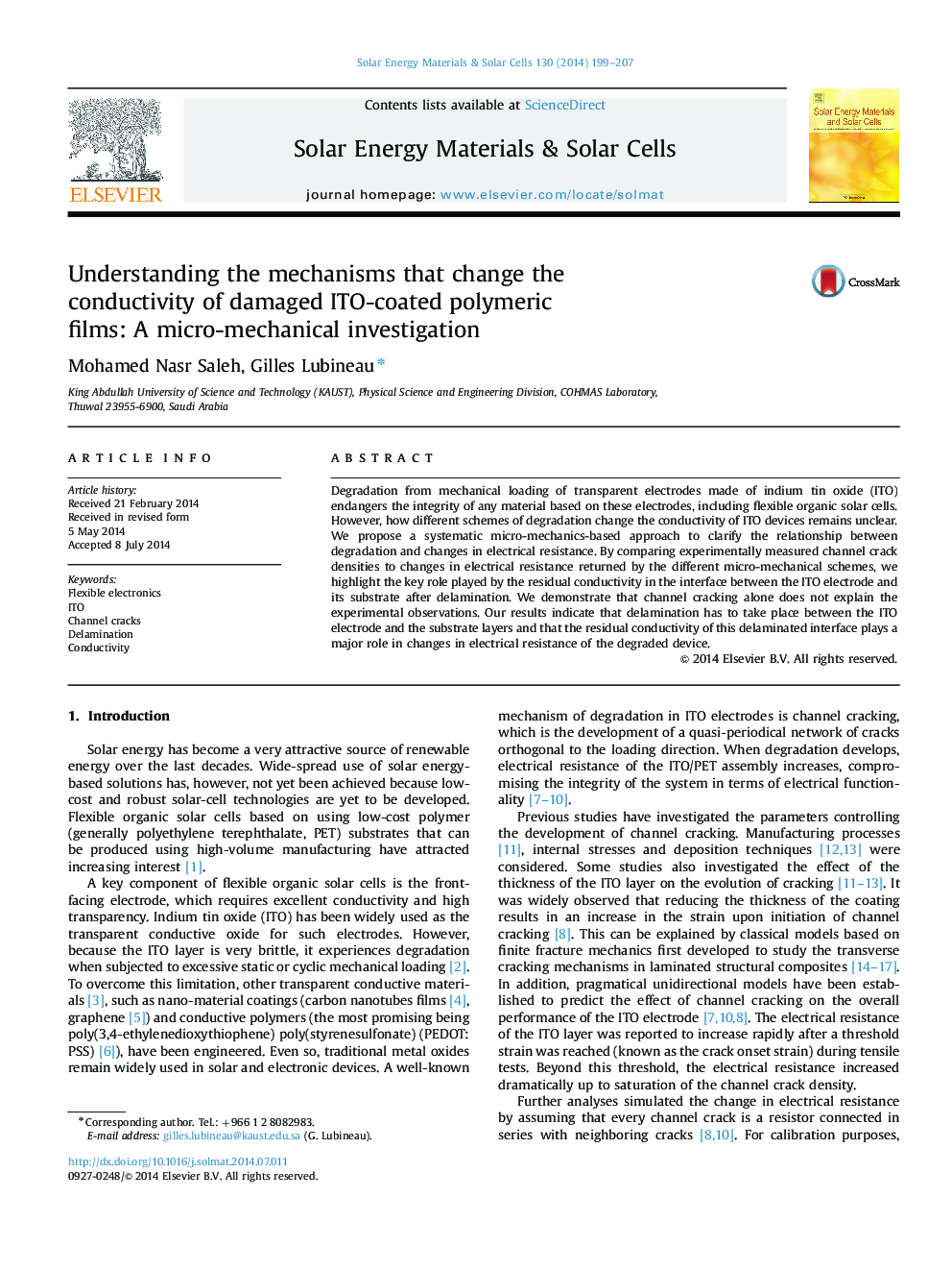 Understanding the mechanisms that change the conductivity of damaged ITO-coated polymeric films: A micro-mechanical investigation