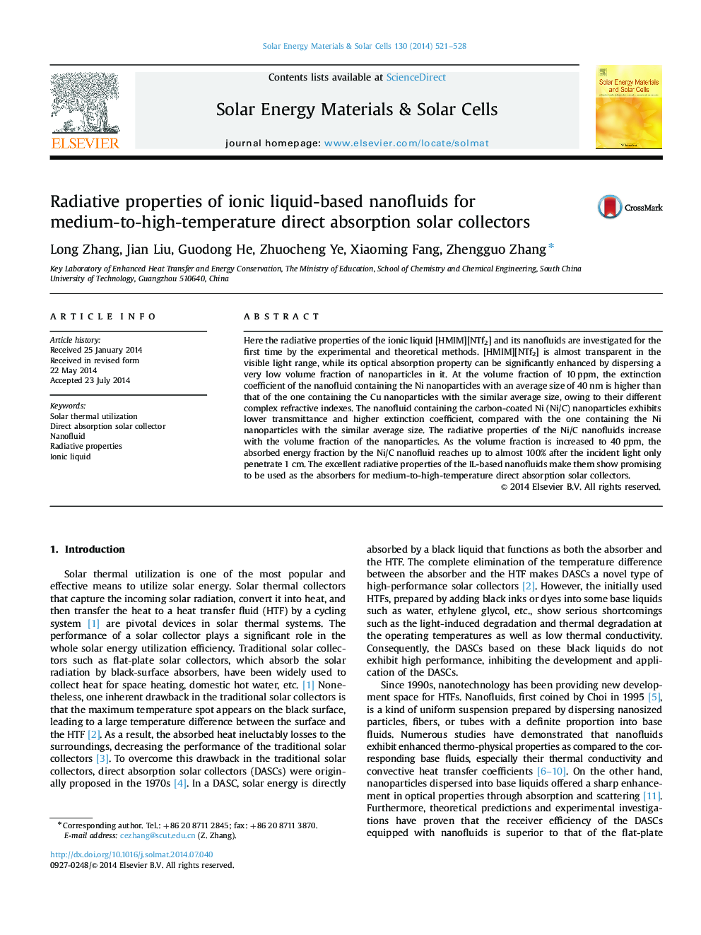 Radiative properties of ionic liquid-based nanofluids for medium-to-high-temperature direct absorption solar collectors