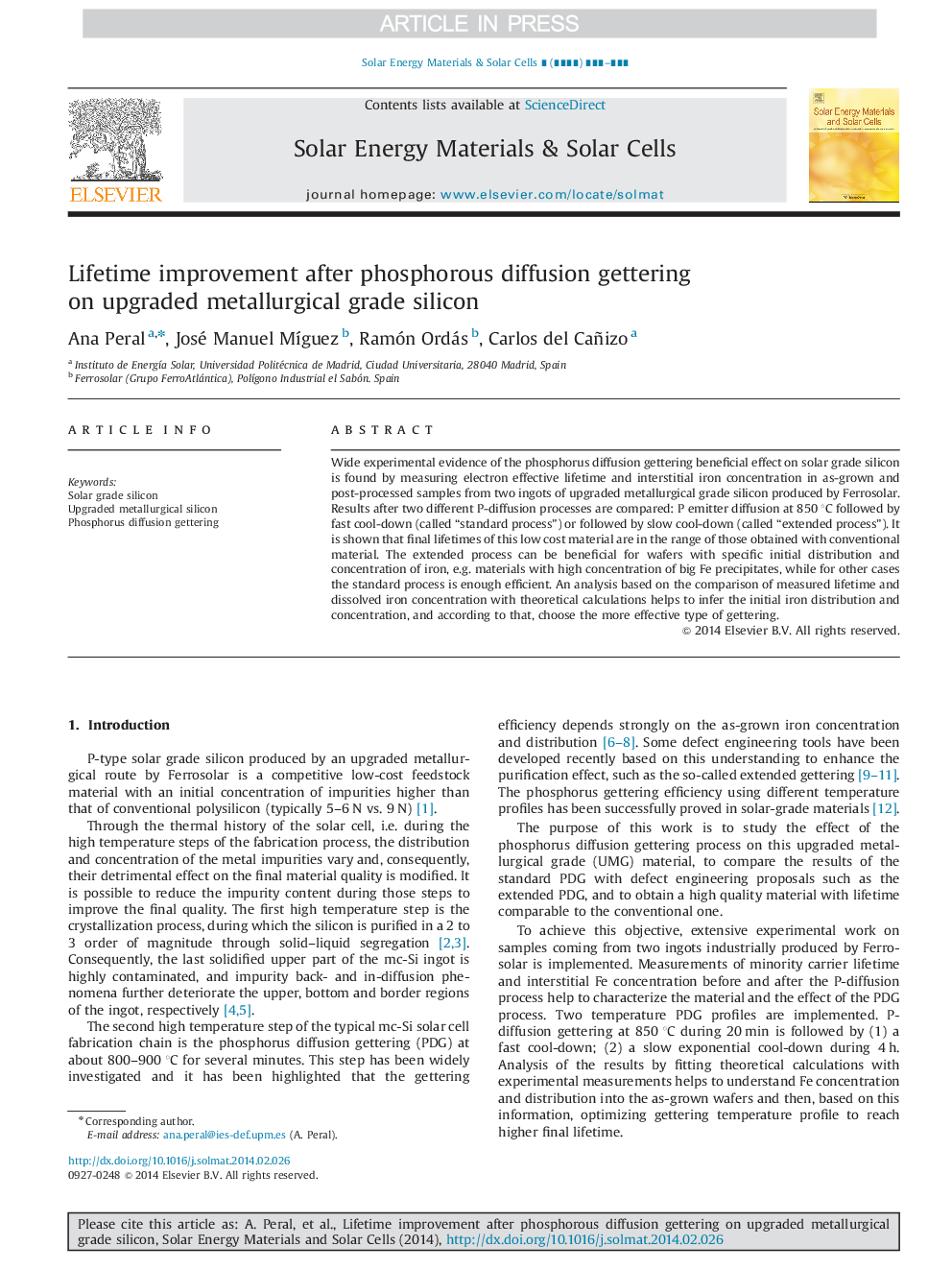 Lifetime improvement after phosphorous diffusion gettering on upgraded metallurgical grade silicon