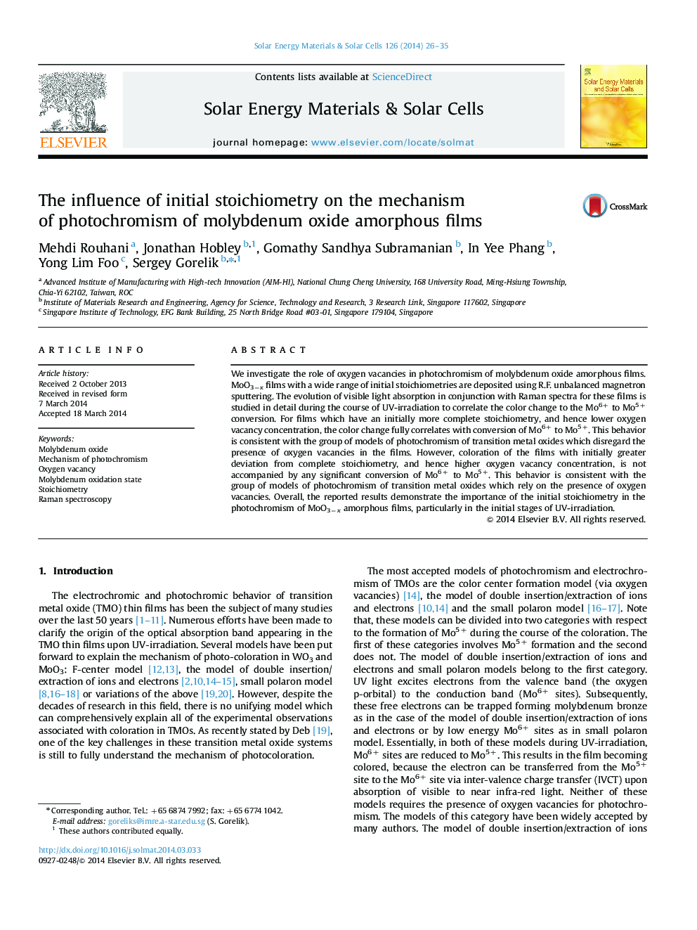 The influence of initial stoichiometry on the mechanism of photochromism of molybdenum oxide amorphous films