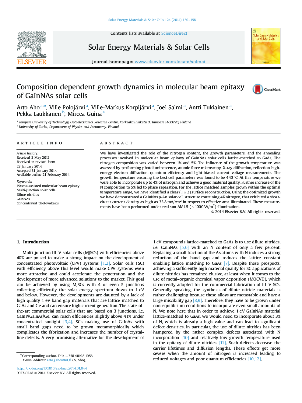 Composition dependent growth dynamics in molecular beam epitaxy of GaInNAs solar cells