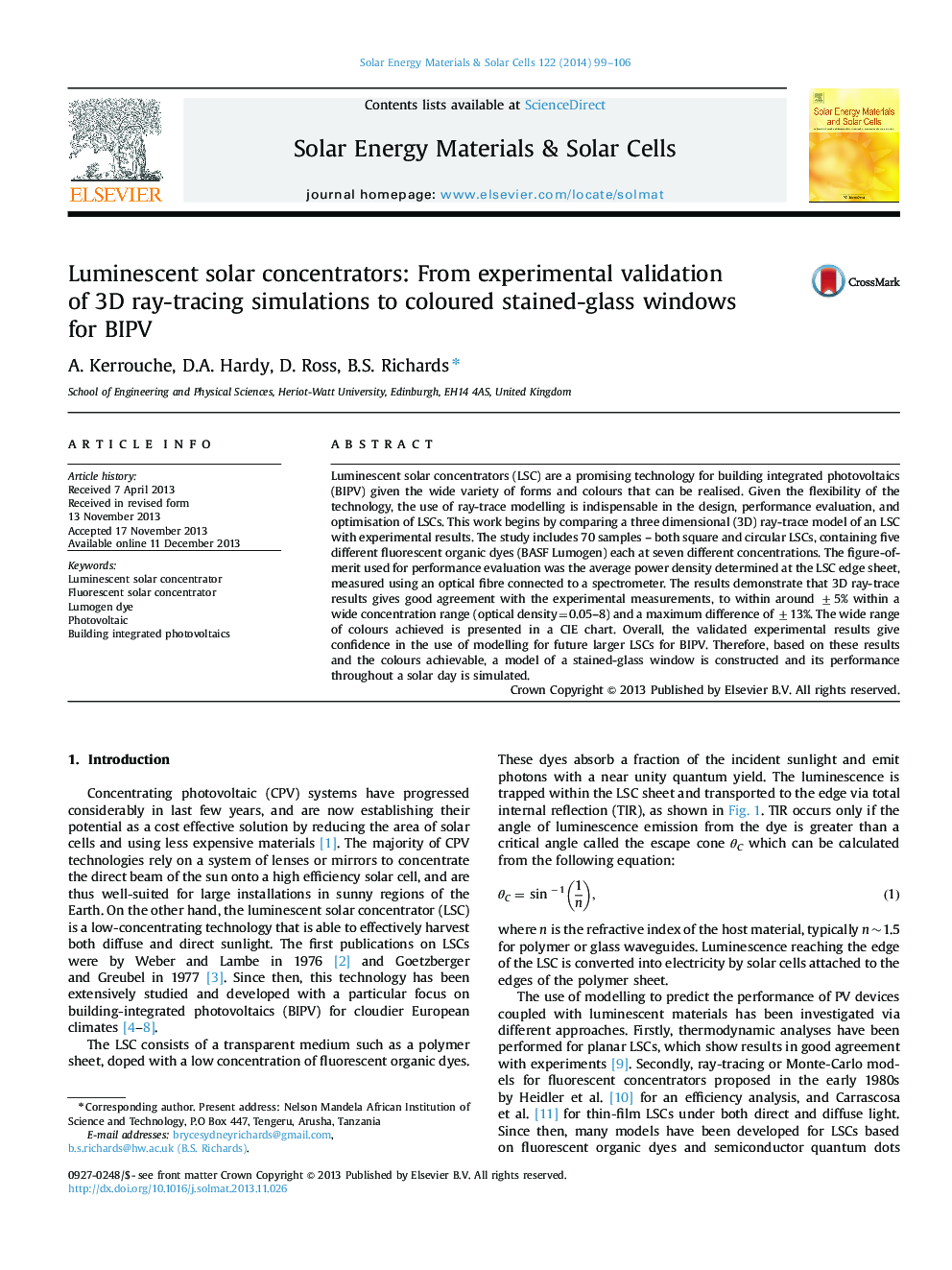 Luminescent solar concentrators: From experimental validation of 3D ray-tracing simulations to coloured stained-glass windows for BIPV