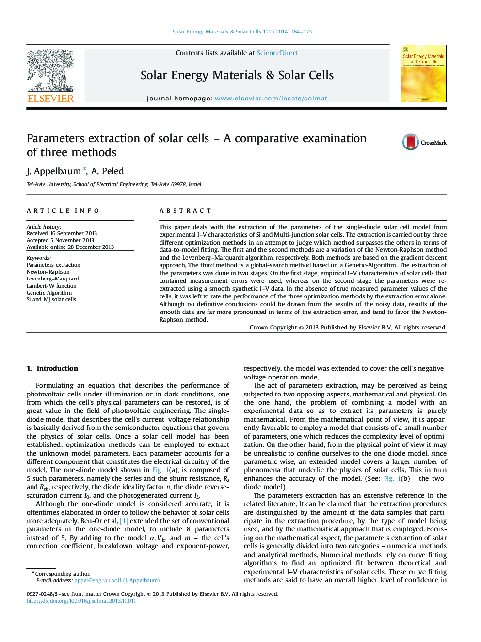 Parameters extraction of solar cells - A comparative examination of three methods