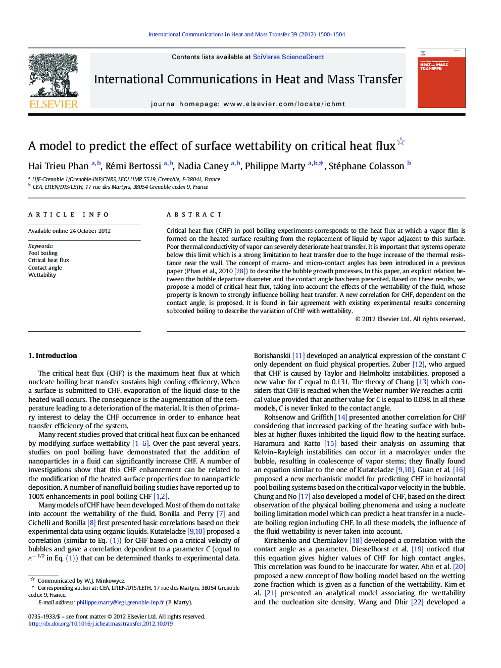 A model to predict the effect of surface wettability on critical heat flux 