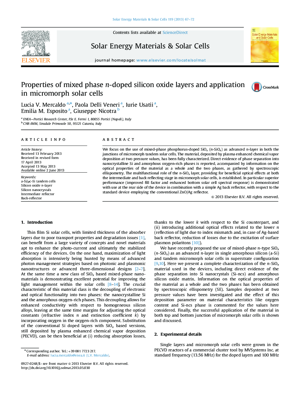 Properties of mixed phase n-doped silicon oxide layers and application in micromorph solar cells