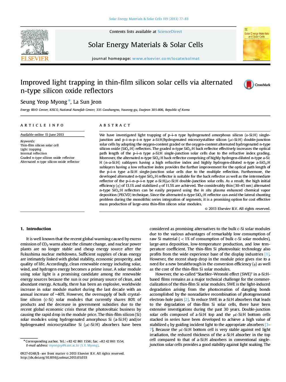 Improved light trapping in thin-film silicon solar cells via alternated n-type silicon oxide reflectors