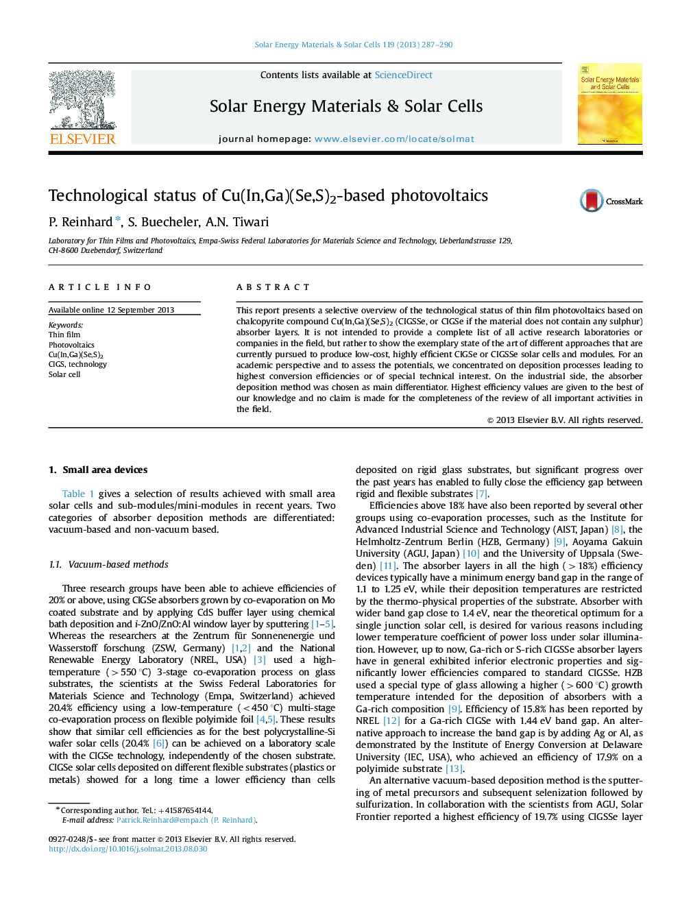 Technological status of Cu(In,Ga)(Se,S)2-based photovoltaics