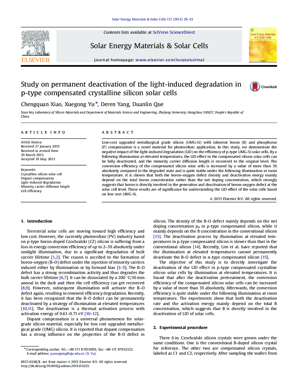 Study on permanent deactivation of the light-induced degradation in p-type compensated crystalline silicon solar cells